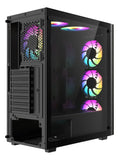 Caja Gabinete Gamer Iceberg Wood Core Argb 6 Ventiladores Negro