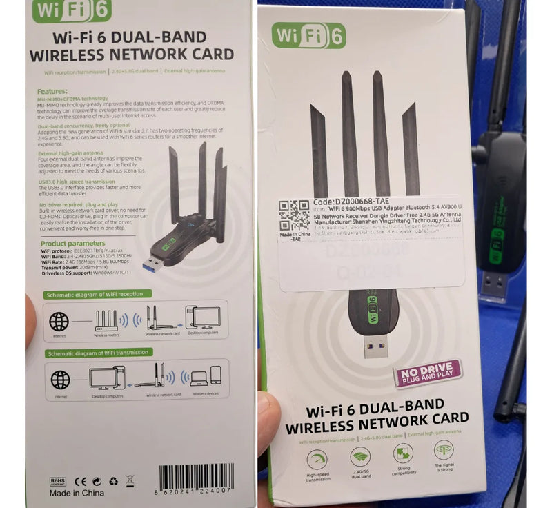 Icaning Ax900 Wifi 6 Adaptador Usb Bt Gigabit 4 Antenas