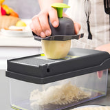 Cortador y rallador de verduras GIB Cleaningtool con mandolina, 12 en 1, con cuchillas, cesta y recipiente intercambiables