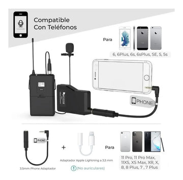 Fifine K037b con micrófono de solapa y auriculares de color negro