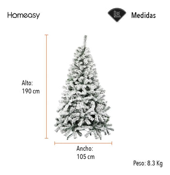 Árbol De Navidad Artificial Nevado Calidad Premium 1.90 M Blanco
