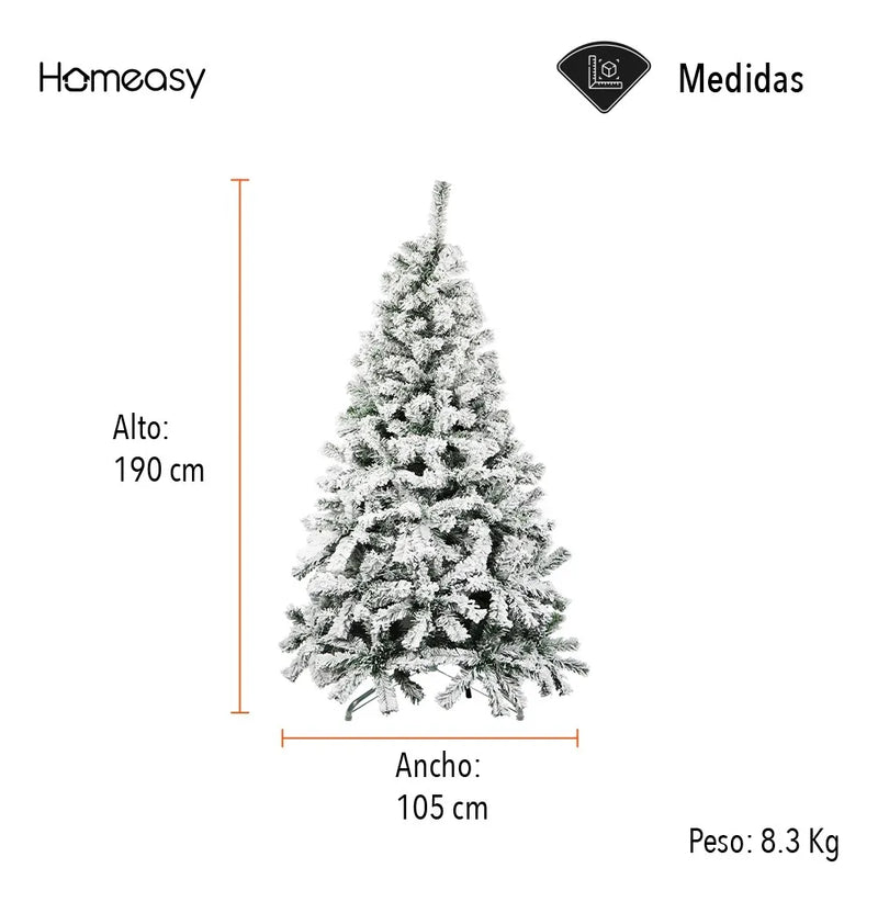 Árbol De Navidad Artificial Nevado Calidad Premium 1.90 M Blanco
