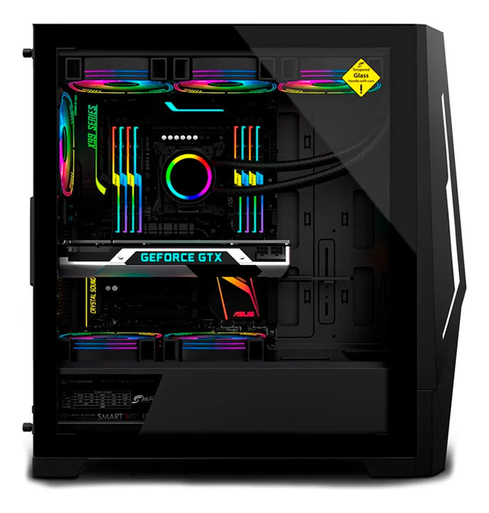 Chasis Gamer E-atx Jyr Jx124 Apolo Negro X5 Fan Argb
