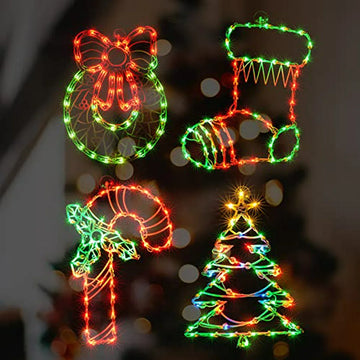 Luces Navideñas Para Ventanas, Set De 4 Luces Led Decorativa