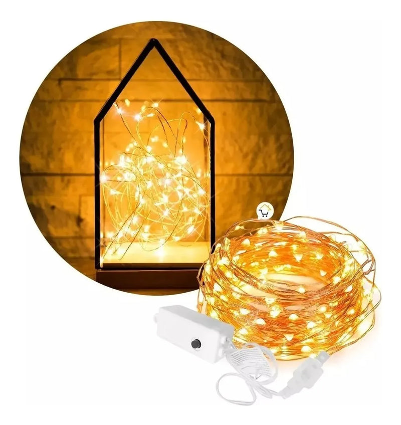 Luces Extensión Micro Led Alambre 100 Leds 10 Metros Blanco