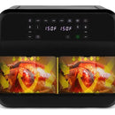 Freidora De Aire Doble Canasta 9lt Digital Holstein Airfryer Negra Plaeada