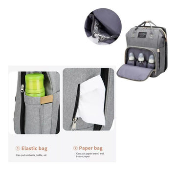 Mochila de maternidad para bebés con cambiador y USB, color negro, diseño de tela lisa