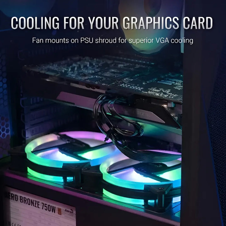 Chasis Caja Gamer Aerocool Falcon Rgb Vidrio 4 Fans Argb Color Negro