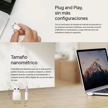 Adaptador Nano Usb Wifi Banda Dual Ac1300, Mercusys Ma30n