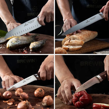 Set 5 Cuchillos Profesionales En Acero Inoxidable Japoneses Pakka Wood