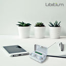 Audífonos Inalámbricos Bluetooth Libitium AUDI-B Color Blanco/Azul con Estuche de Carga