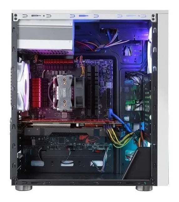 Caja Gabinete Gamer Iceberg Glacius Negra Vidrio Ventilador Negro