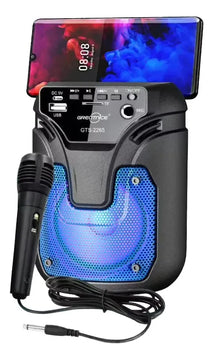 Reproductor Parlante Bluetooth Recargable Soporte Celular Mp Color Negro