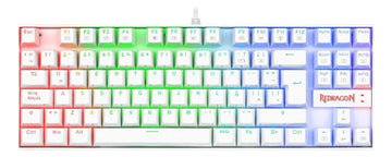 Teclado Gamer Redragon Kumara K552 QWERTY Español Latinoamérica Color Blanco con Luz RGB