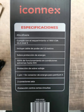 Fuente De Poder Iconnex Atx 750w Alimentación Para Pc 24 Pin