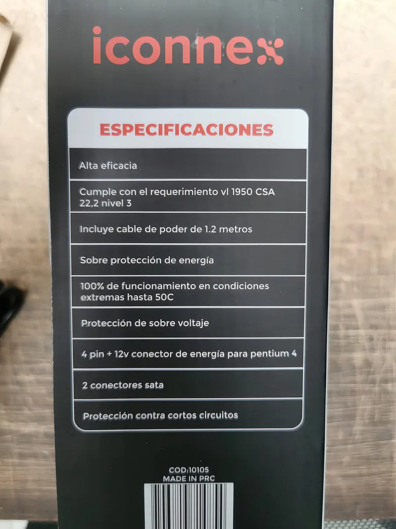 Fuente De Poder Iconnex Atx 750w Alimentación Para Pc 24 Pin