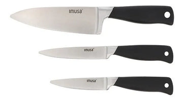 Set 3 Cuchillos Chef Multiusos Imusa 5861030379 Color Negro