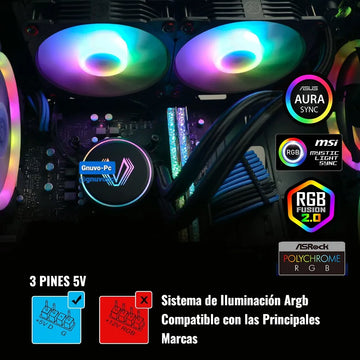 Enfriamiento Liquido Cooler Pc 240 Argb Lga 1700 Am5 1200