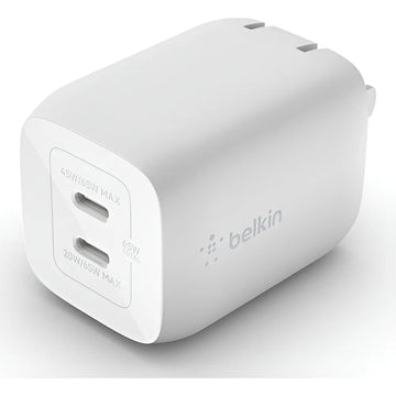 Cargador Pared Dual Belkin Usbc 65w Color Blanco