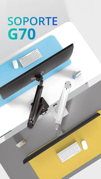 Soporte Ergonomico Monitor Grandes Pantallas Conector Usb Carbón Mate