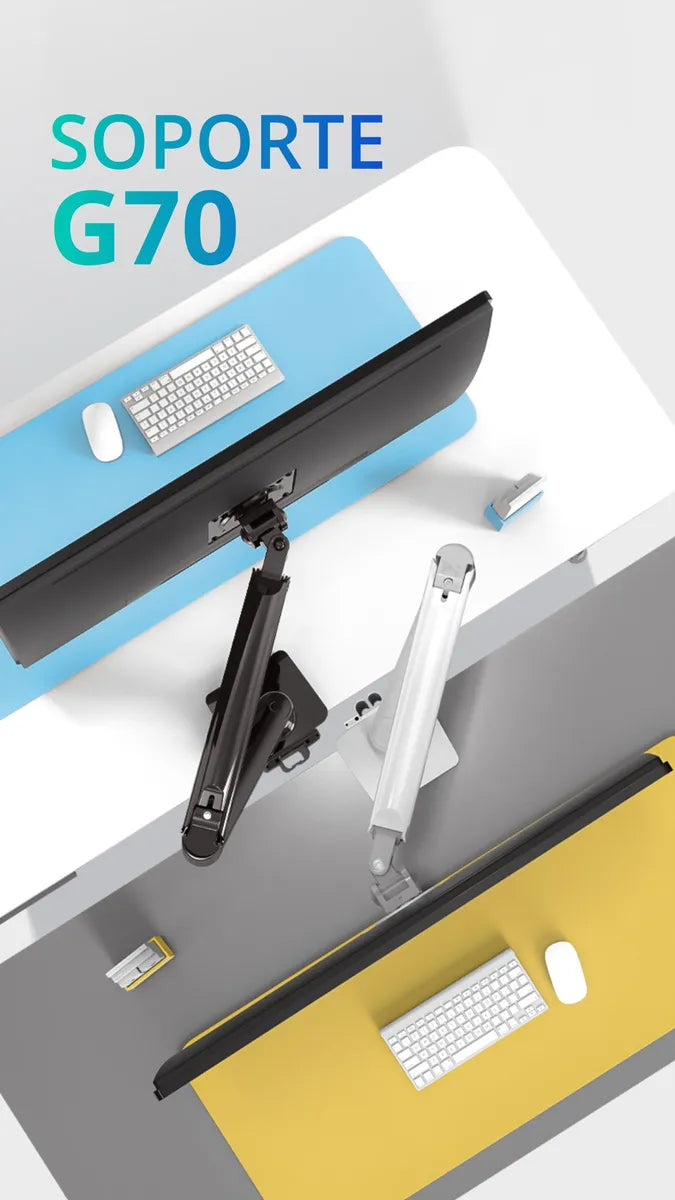 Soporte Ergonomico Monitor Grandes Pantallas Conector Usb Carbón Mate