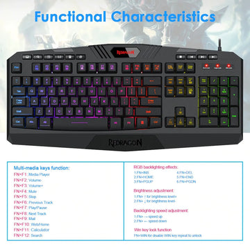 Combo Gamer 4en1 Redragon S101: Teclado, Mouse, Pad, Diadema Negro Negro