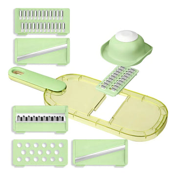 Rallador Y Pelador De Cocina 6 En 1 Con Protector Multifuncional Para Verduras Y Frutas Cortes Finos Y Gruesos Fácil De Usar Y Limpiar.