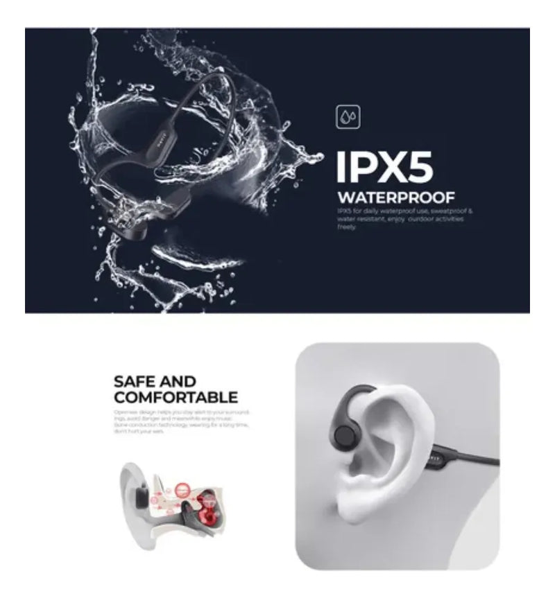 Audífonos De Conducción Osea Bluetooth 5.3 Ipx5 Havit E531bt Negro