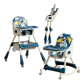 Silla De Comer Para Bebé 2 En 1 Mecedora Color Azul Niños