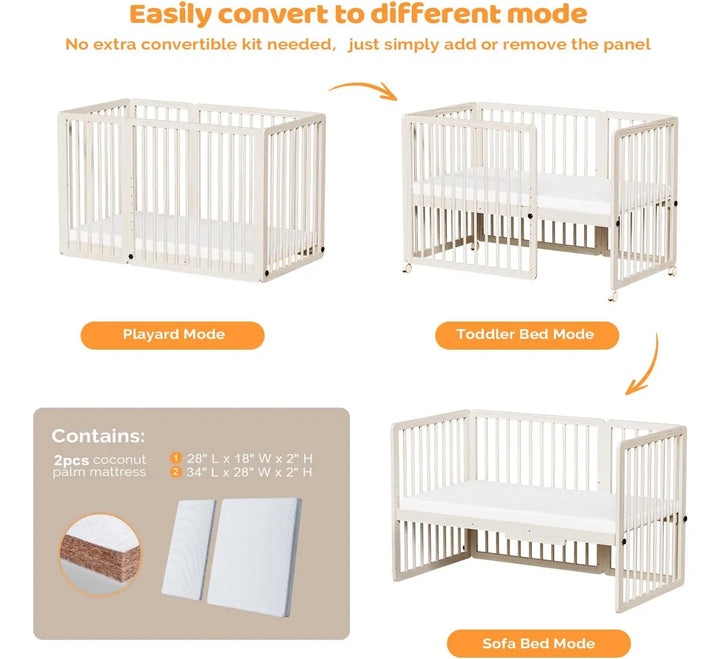 Cuna Joymor 8 En 1 Ultra Versátil Y Seguro