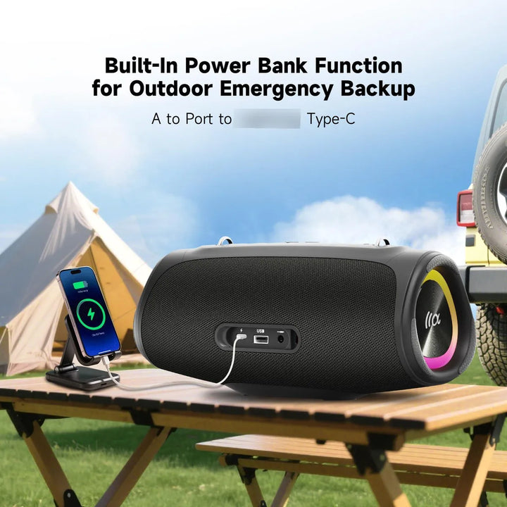 Altavoz Bluetooth Portátil 60 W Impermeable Ipx7 Para Fiesta