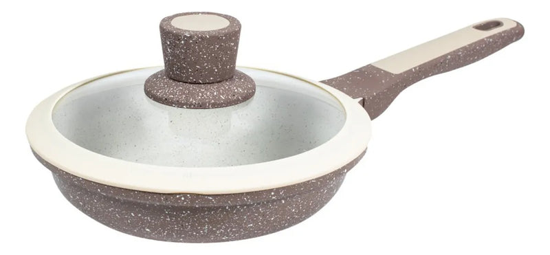 Sarten Renahouse Marmol Antiadherente 18cm Tapa Vidrio Color Marrón