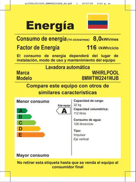 Lavadora Superior 22kg Xpertsystem Tapa Vidrio Bl 8mwtw2241w Blanco