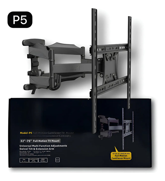 Soporte Televisor Tv 32 75 Pulgadas Doble Brazo Fino Grueso Negro