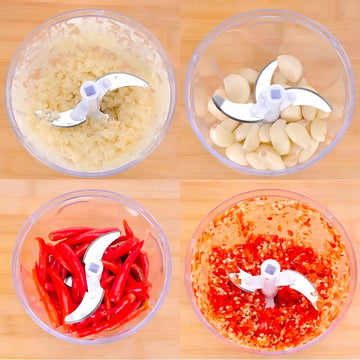 Procesador de alimentos manual mini triturador de 3 cuchillas, colores surtidos