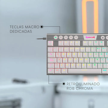 Teclado Gamer Redragon K619w Horus Fs Blanco Cable Red Sp F Idioma Español Latinoamérica Color Del Teclado Blanco
