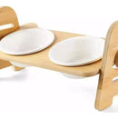Plato Comedero Doble Graduable Antireflujo Mascotas Blanco