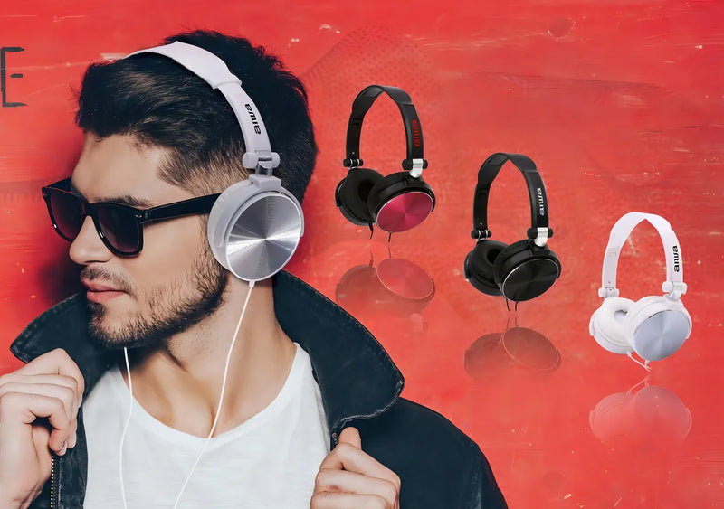 Audifonos Diadema Manos Libres Estereo Aiwa Aw X107r Rojo