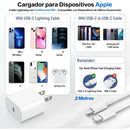 Cargador Rapido Certificado Mfi 20w 2 Metros Para Iphone 14 Blanco