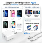 Cargador Rapido Certificado Mfi 20w 2 Metros Para Iphone 14 Blanco
