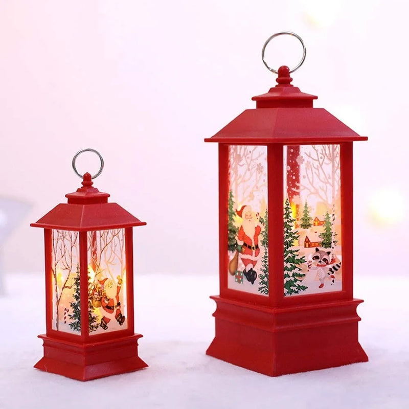 Farol Vela Navideño Rojo Luz Led Navidad Decoración Noel