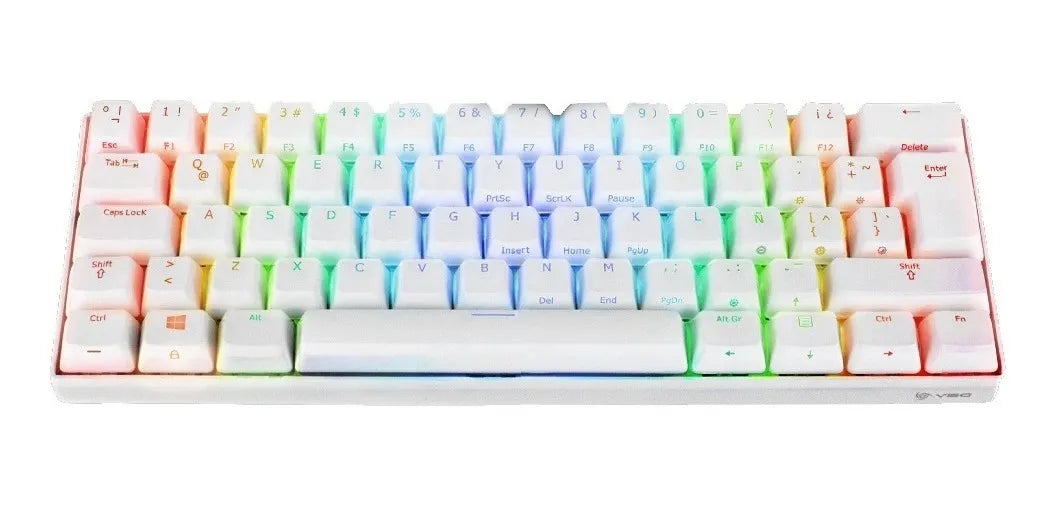 Teclado VSG QWERTY Kailh Brown español latinoamérica color blanco con luz RGB