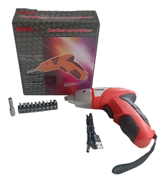 Destornillador Eléctrico Inalámbrico Cordless Screwdriver Naranja