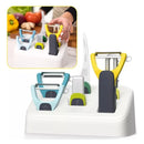 Kit Pelador De Verduras 6 En 1 Acero Inoxidable Con Base Set Azul Cielo