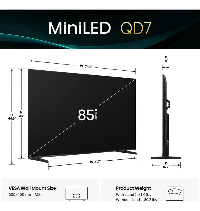 Televisor 85 Pulgadas Mini-led 4k Uhd Smart Fire Tv Qled
