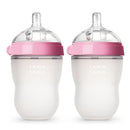 2 Biberónes Comotomo Cuello Ancho Fácil Limpieza 8oz Rosa