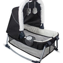 Cuna Corral Bebe + Mosquitero Mecedora y Organizado Negro Bebesit Premium
