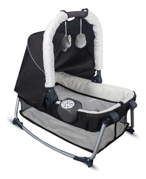 Cuna Corral Bebe + Mosquitero Mecedora y Organizado Negro Bebesit Premium