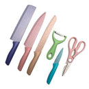 Set Cuchillos 6 Pzs Acero Inoxidable Mármol Mango Ergonómico Pastel