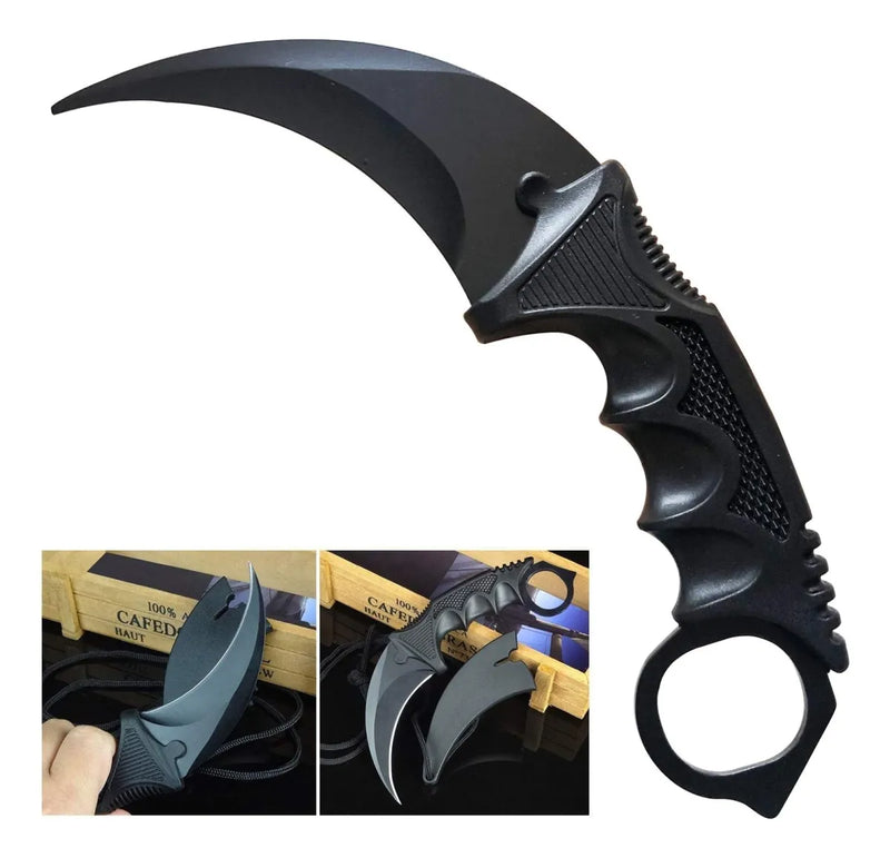Navaja Cuchillo Karambit Táctico Militar Con Funda Negro